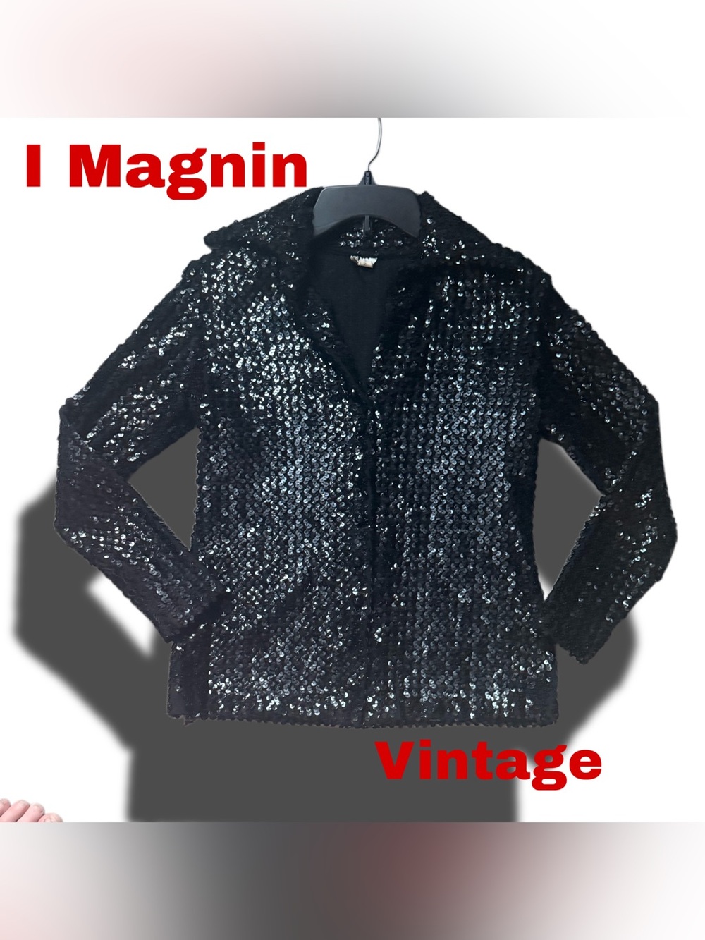 Vintage Black Sequin Jacket - Women